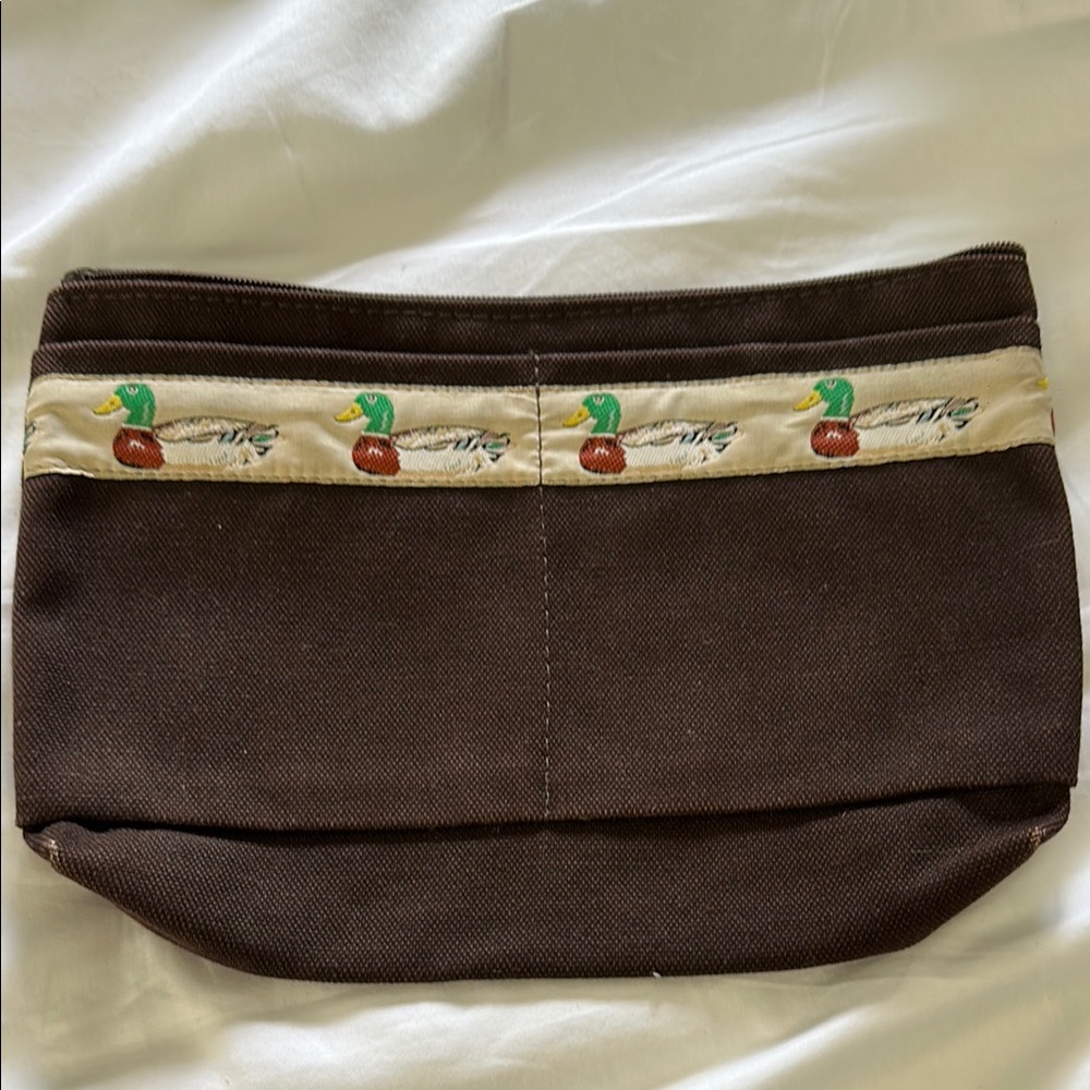 Vintage Cappagalo brown makeup bag with Duck Pattern